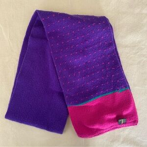 Hansen Vintage 80s Purple and Pink Knit Polka Dot Scarf Color Block Casual